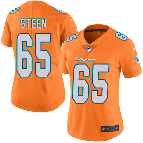 Women's Limited Anthony Steen Nike Jersey Orange - #65 Rush NFL Miami Dolphins